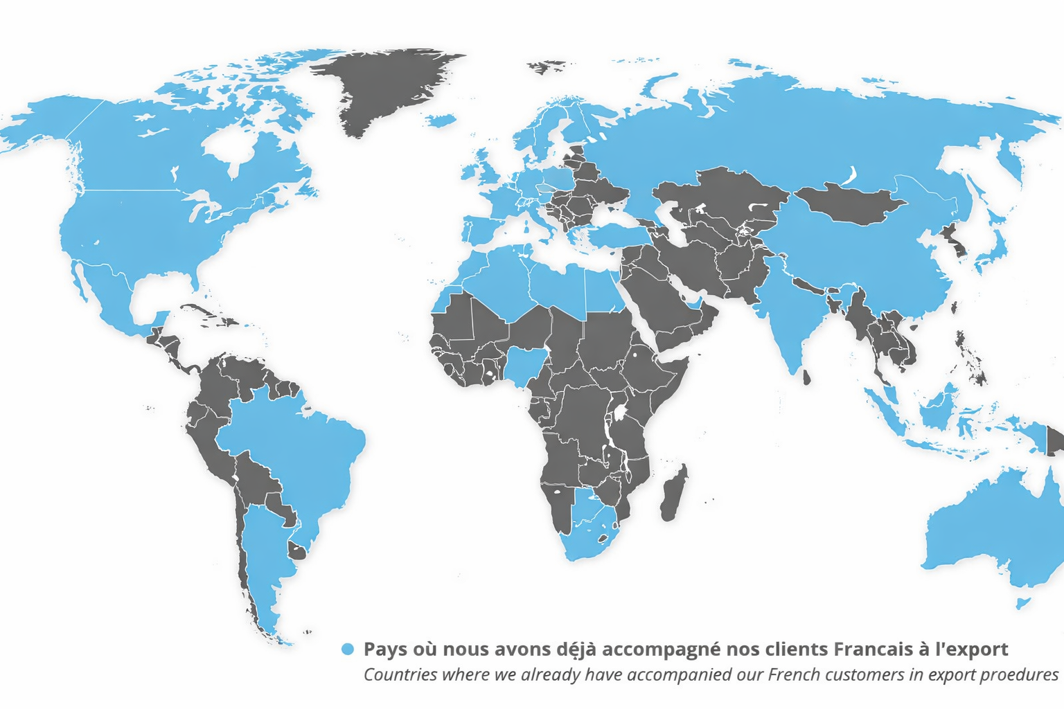 Carte du monde des pays où Tubes Technologies accompagne ses clients