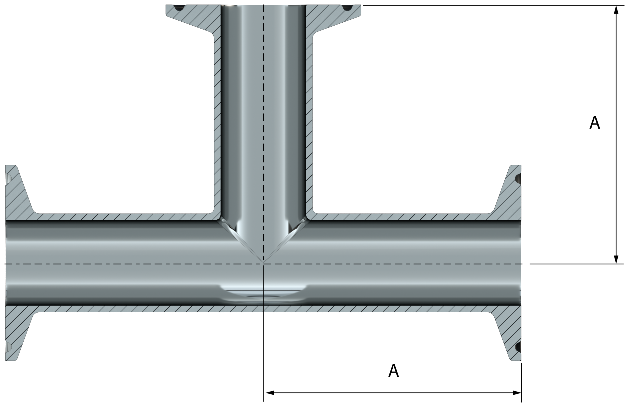 <center> DT-4.1.2-4 (DT-18) <br> ASME BPE SF1 Té egal CCC – Image 3