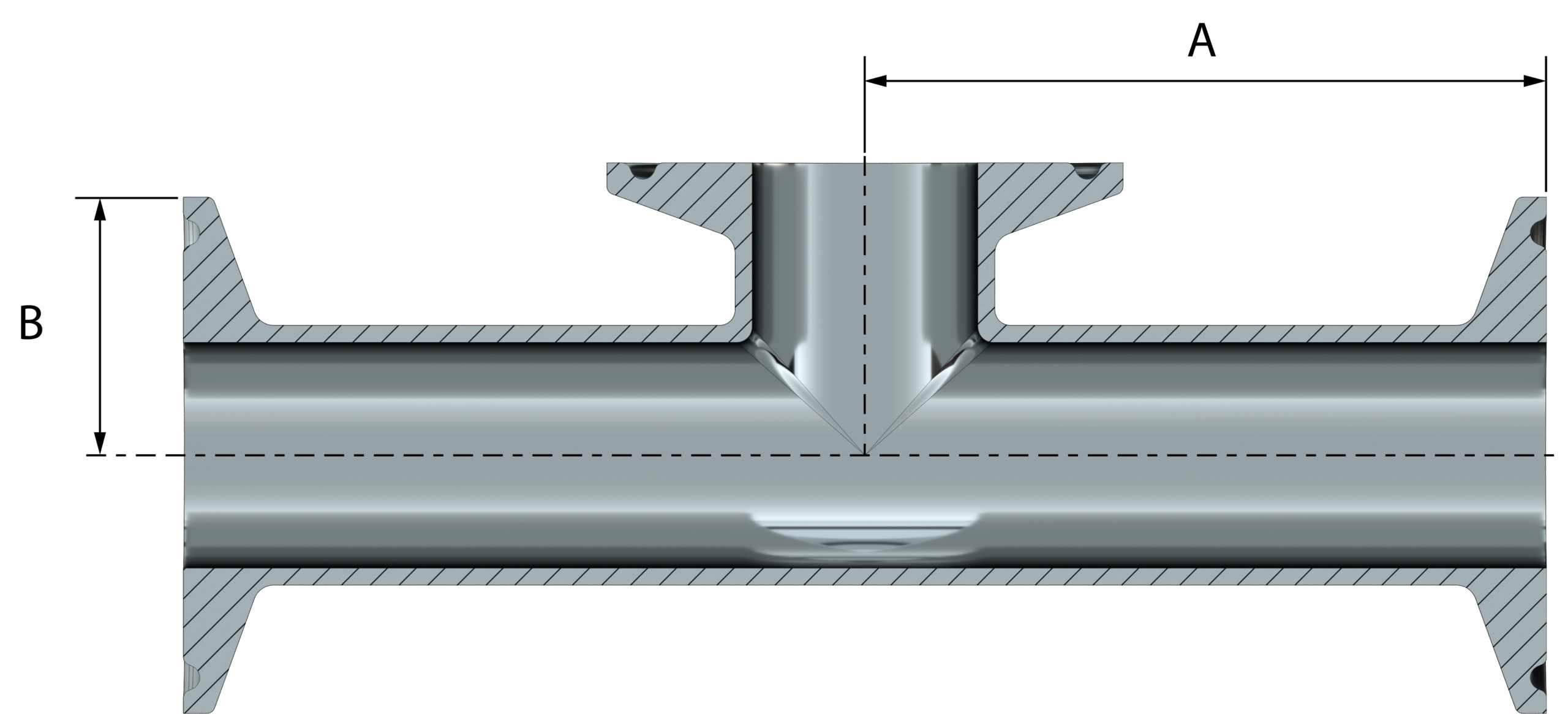 <center> DT-4.1.2-5 (DT-27) <br> ASME BPE SF1 Té réduit CCC – Image 3
