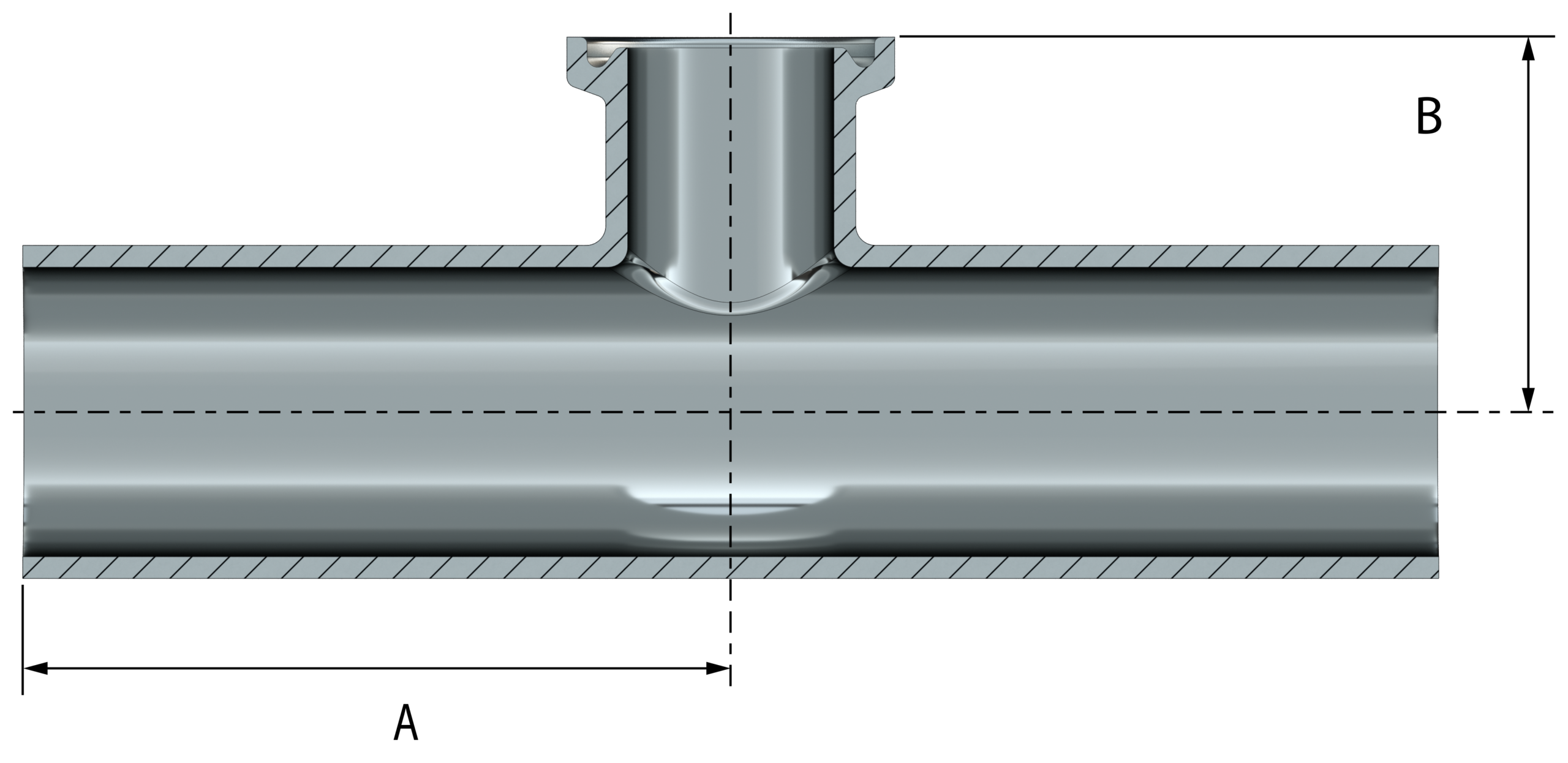 <center> DT-4.1.2-7 (DT-14) <br> ASME BPE SF4 Té réduit BW/TC – Image 3