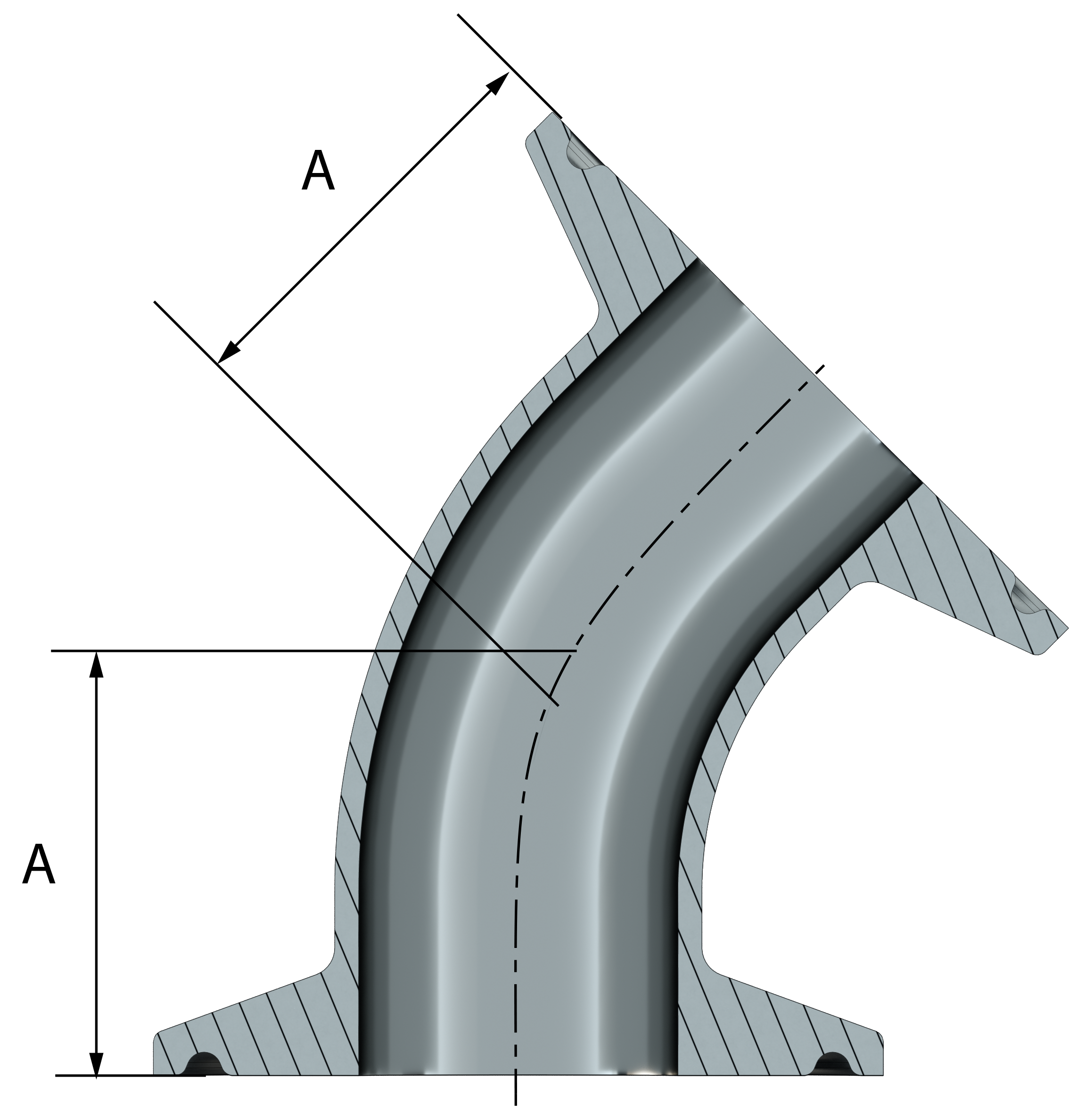 <center> DT-4.1.1-6 (DT-17) <br> ASME BPE SF1 Coude 45° CC – Image 3