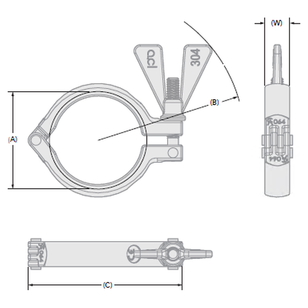 Dimension Collier clamp SL 304L simple articulation