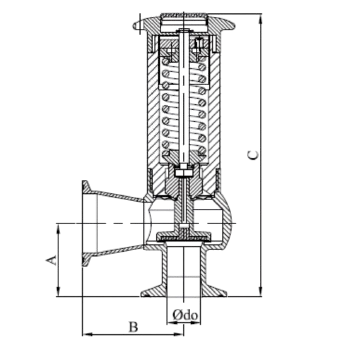 dimensions h+valves soupape de sécurité aseptique BIOTECH
