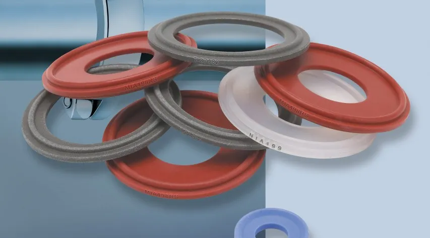 Joints clamp gravés au laser en silicone, EPDM et PTFE, référence et lot sur la collerette